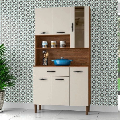 Armário de Cozinha Completa Golden Nogueira / Off White