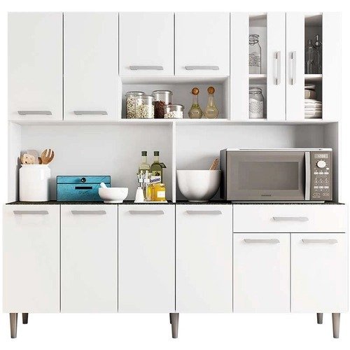 Armário de cozinha 12 portas 1 gaveta Clara Poliman Móveis - Branco