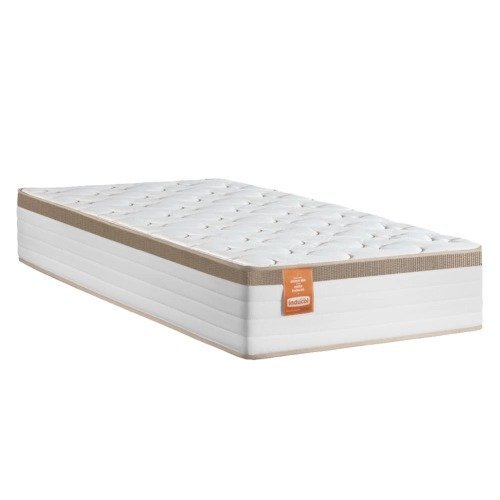 Colchão Solteiro Molas Ensacadas Real 88x188x27cm Branco  Bege - Suporta até 130Kg