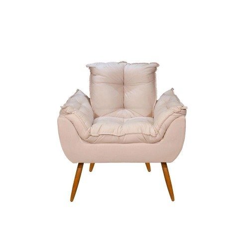 Poltrona Decorativa Opala Reforçada Amamentação Tecido Suede Cor: bege
