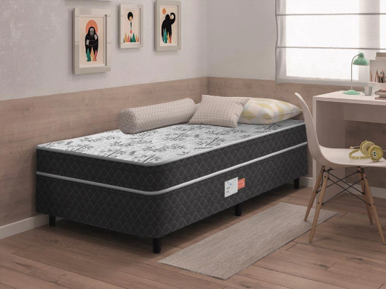 Cama Box Conjugada Ortopédica Solteiro D28 - Lucas Home - Unique 88x188x52cm