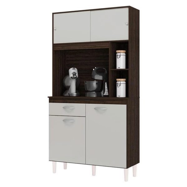 Armário para Cozinha Kit Duda 90 cm Chocolate Off White – Poquema