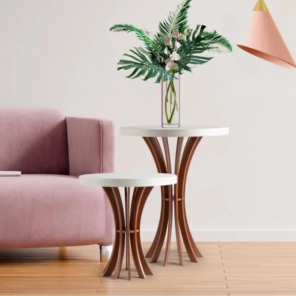 Conjunto De Mesa De Canto Cálice Redonda 40 E 60Cm De Altura