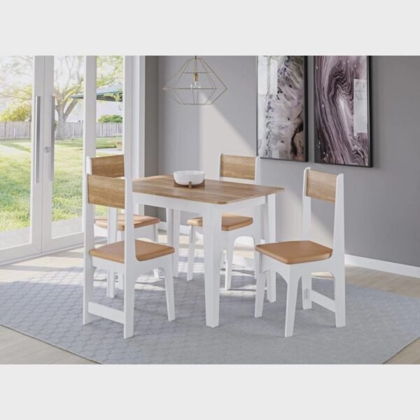 Conjunto Sala de Jantar Mesa Nicoli Retangular 110x68cm com 4 Cadeiras Delta