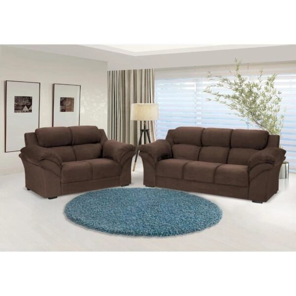 Conjunto Sofá Windsor Velut Marrom 3 e 2 Lugares 2,04m e 1,59m - King House