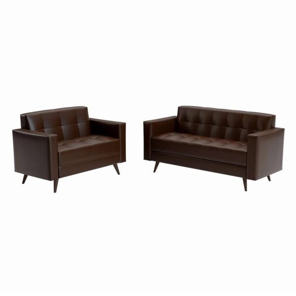 Conjunto com 2 Sofás Vitrola Revestimento Sintético Marrom