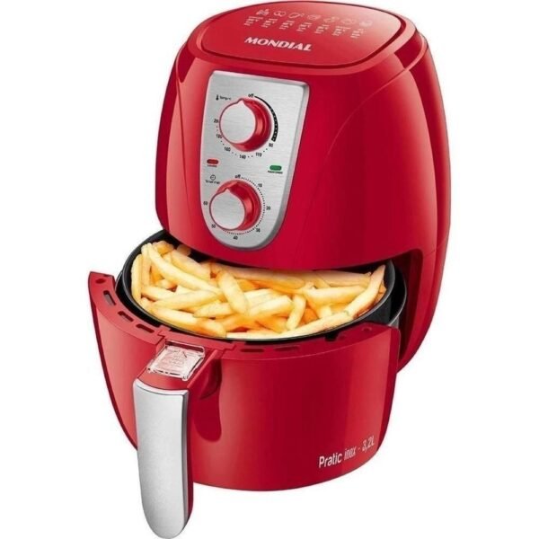 Fritadeira Elétrica Air Fryer Pratic Inox Red 3,2L Mondial AF-34-R 1270W Vermelho - 110v