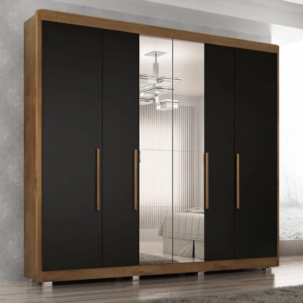 Guarda Roupa Casal Valencia 6 Pts 6gav c Esp Com Pés Castanhoonix