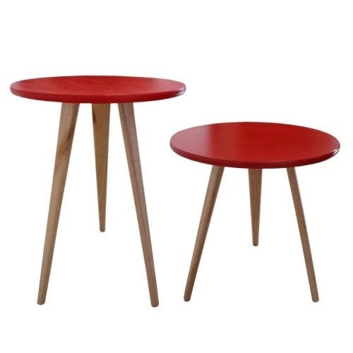Kit 2 Mesas De Canto Lateral E Apoio Sala Quarto 44 E 56 Cm Cor vermelho