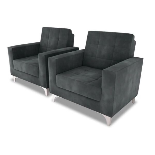 Kit 2 Poltronas Decorativa Taina - Veludo Chumbo