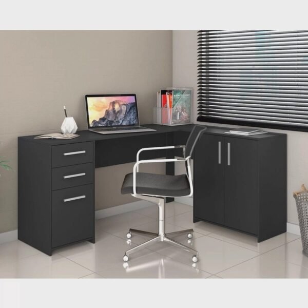 Mesa de Escritório em L 2 Gavetas 3 Portas Office Nt 2005