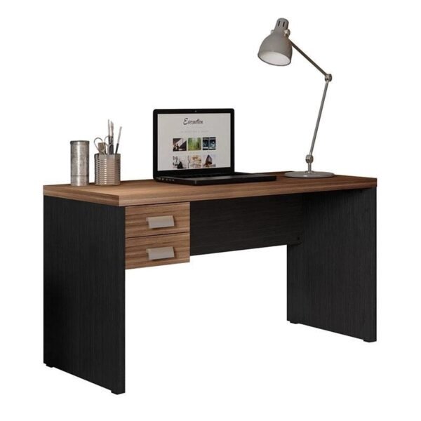 Mesa para Escritório Studio 1.3 com Gavetas Argan Preto Tex – Caemmun