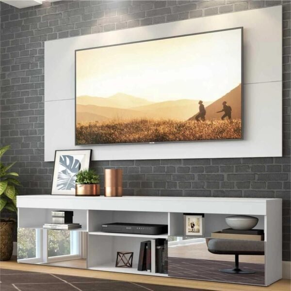 Rack com Painel p/tv até 65 e Espelho Flórida Multimóveis Branco